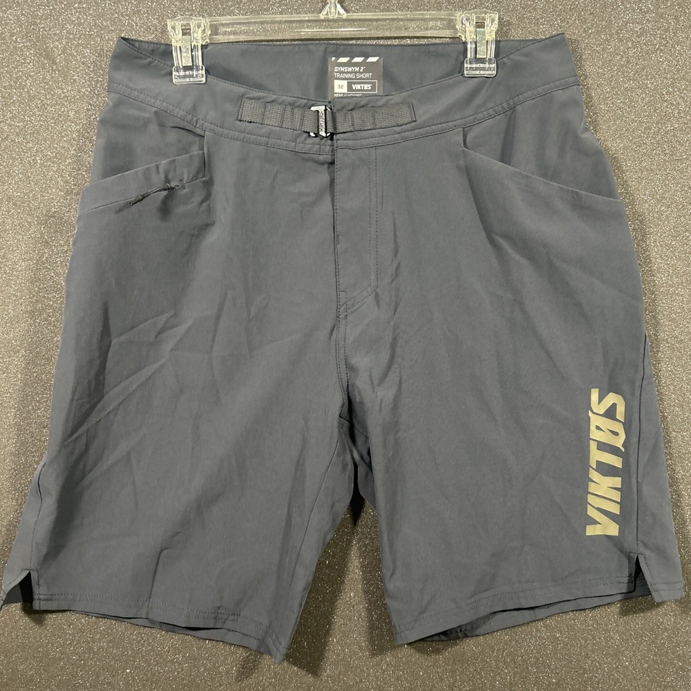 VIKTOS Shorts Mens 32 Gray Gymswym 2 Training Adjustable Waist Athletic Workout